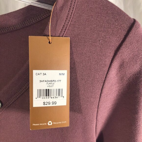 NWT Purple 3/4 sleeve henley size M - Picture 8 of 9